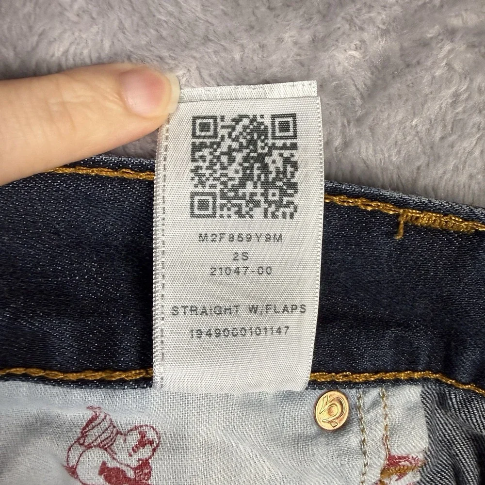 True Religion Men's Straight Blue Jeans 36x29 Pocket Flaps NWOT